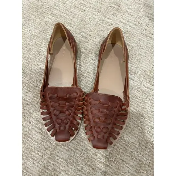 NEW NISOLO Genuine Leather Brown Huarache Sandal/ Flats Women's sz 9 rubber sole - Picture 2 of 9